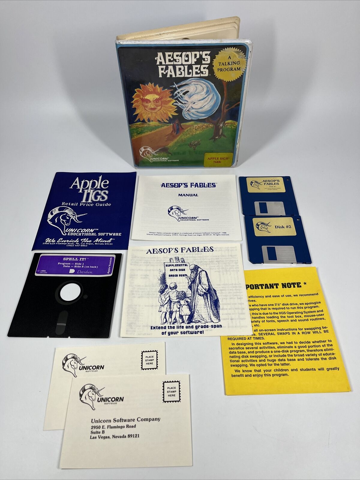 Aesop's Fables 1988 by Unicorn Software Game for Apple II IIe IIc IIgs - RARE