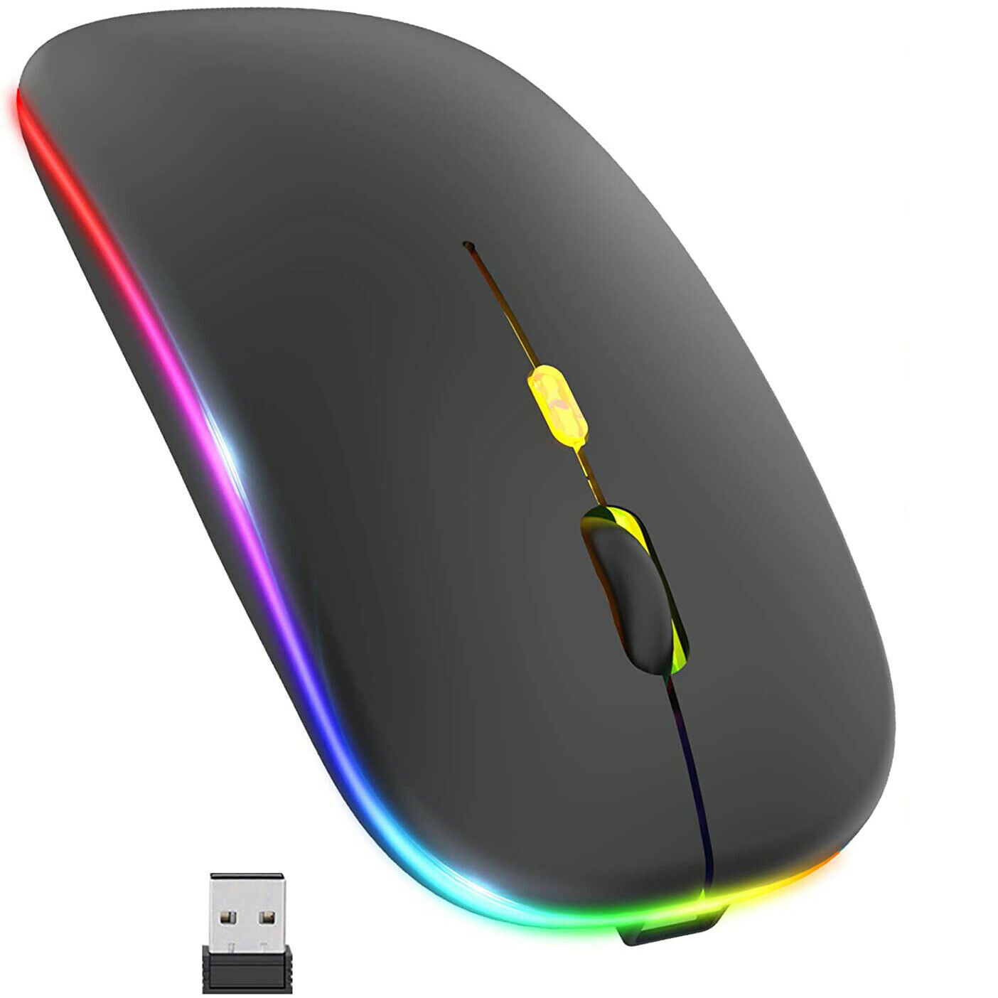 Slim Wireless Bluetooth 5.1 Mouse Dual Mode LED Rechargeable Mice iPad Laptop PC