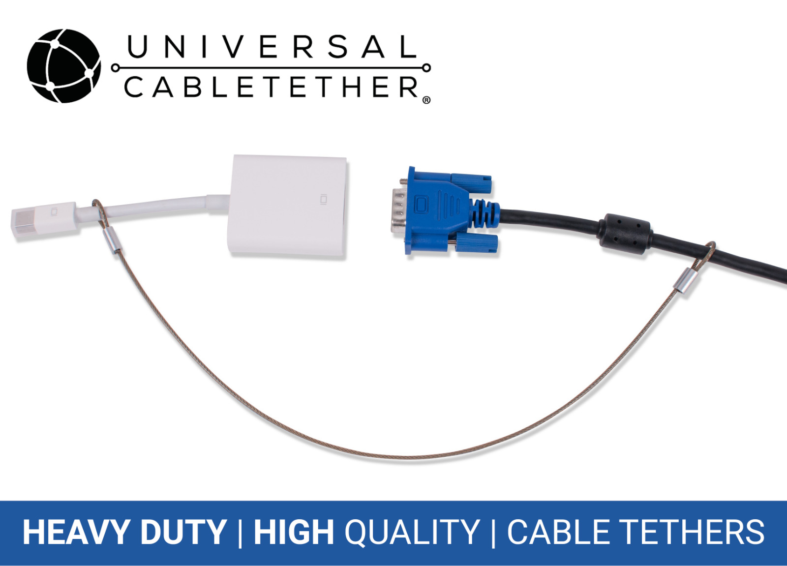 CableTether.com Universal Cable Tether 10 Pack - Custom Length, Adjustable