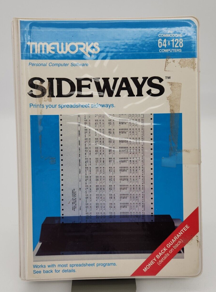 vintage Commodore 64/128 Timeworks Sideways Printing Software C64 C128
