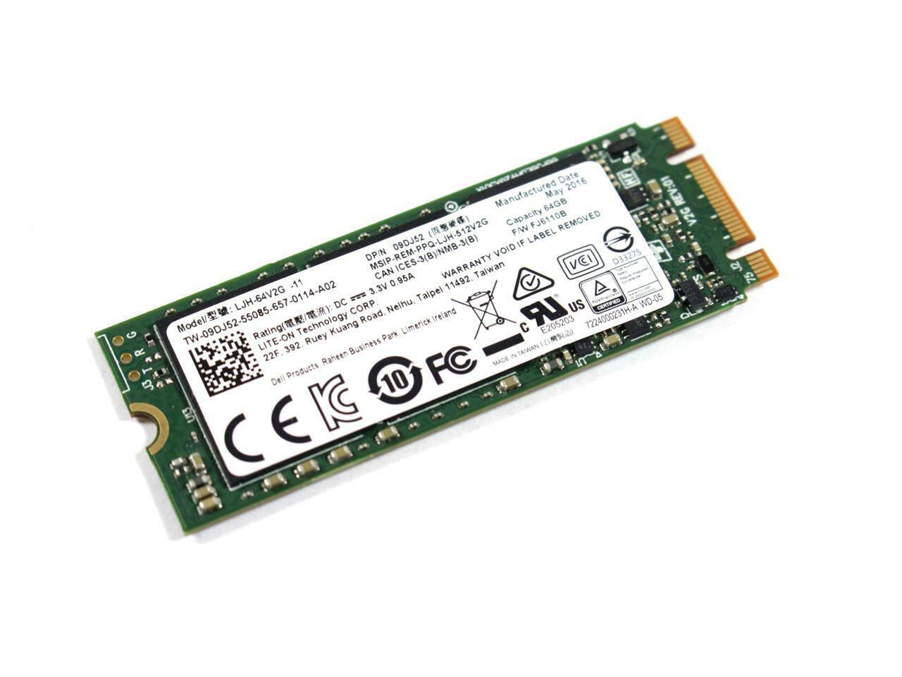 New Liteon LJH-64V2G M.2 64GB Solid State Drive Dell 9DJ52 2260 SSD 60mm