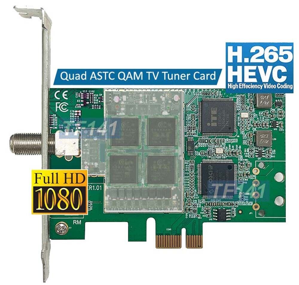 Premium Quad ATSC QAM TV Tuner Card For Desktop PC Multi-Viewing 4 TV Windows