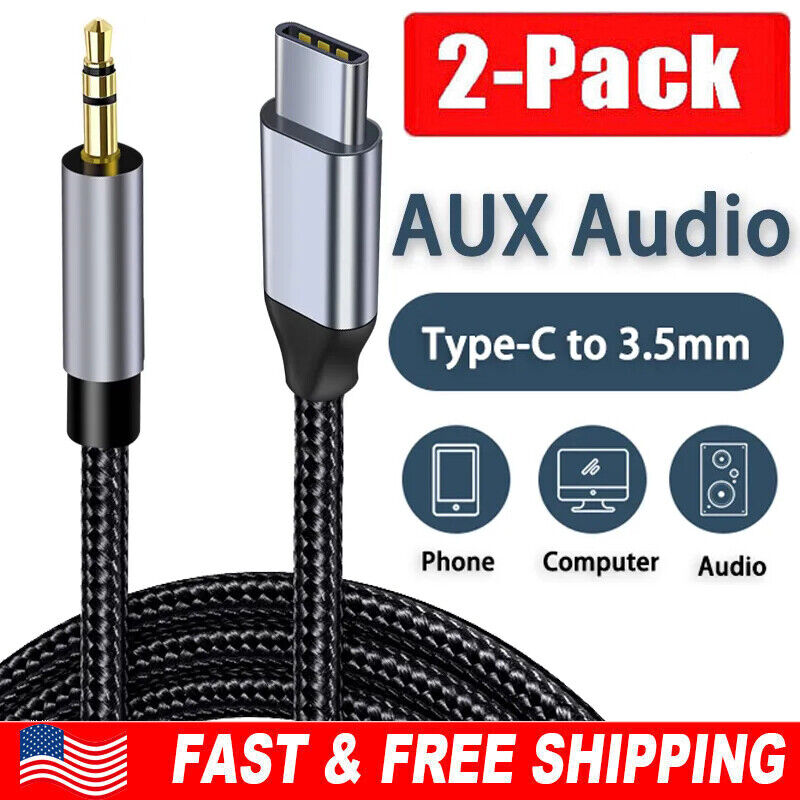 2PCS Type-C USB-C to 3.5mm Male Audio Jack AUX Cables Adaptor For Android Phone