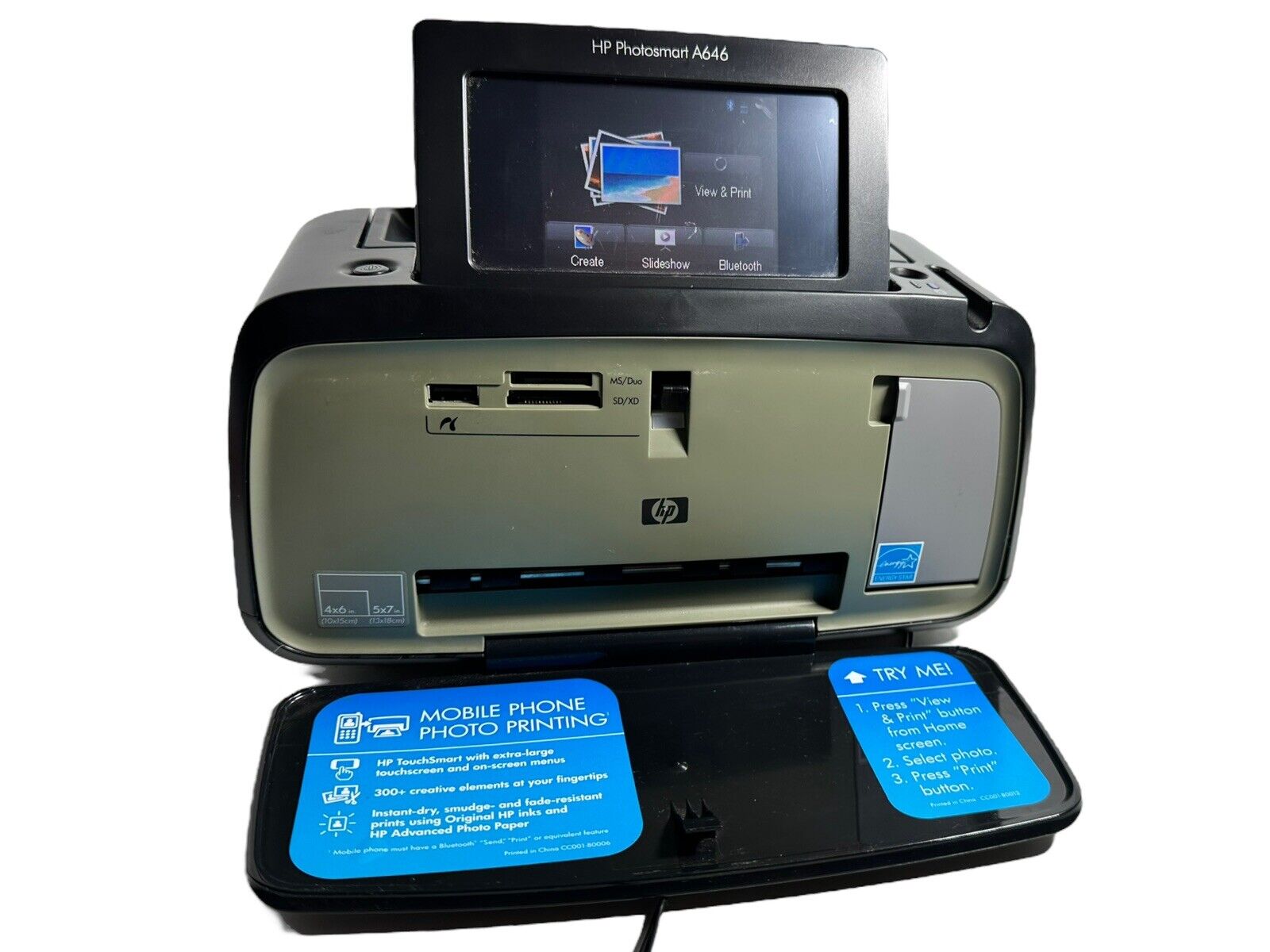 HP Photosmart A646 Digital Photo Inkjet Bluetooth Printer Touch Smart No Ink