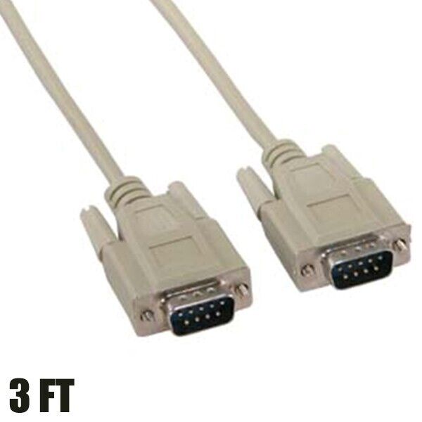 3FT DB9 9-Pin Male to Male RS232 Serial Port Cable PC Converter Extension Cord