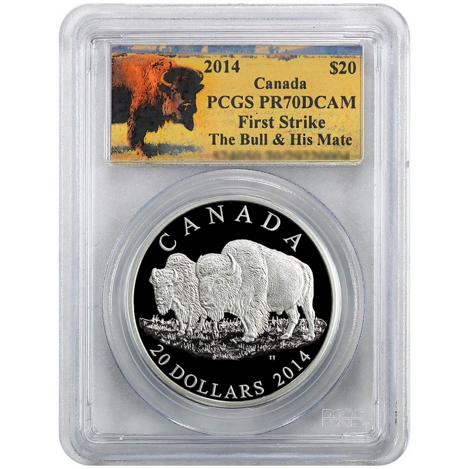 2014 Canada Silver Bison The Bull and His Mate 1oz PR70 DCAM FS PCGS Bison Label