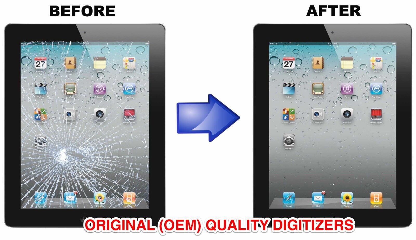 Apple iPad 2nd 3 4 Air 1 Digitizer Glass Screen Replacement Repair Service FAST 