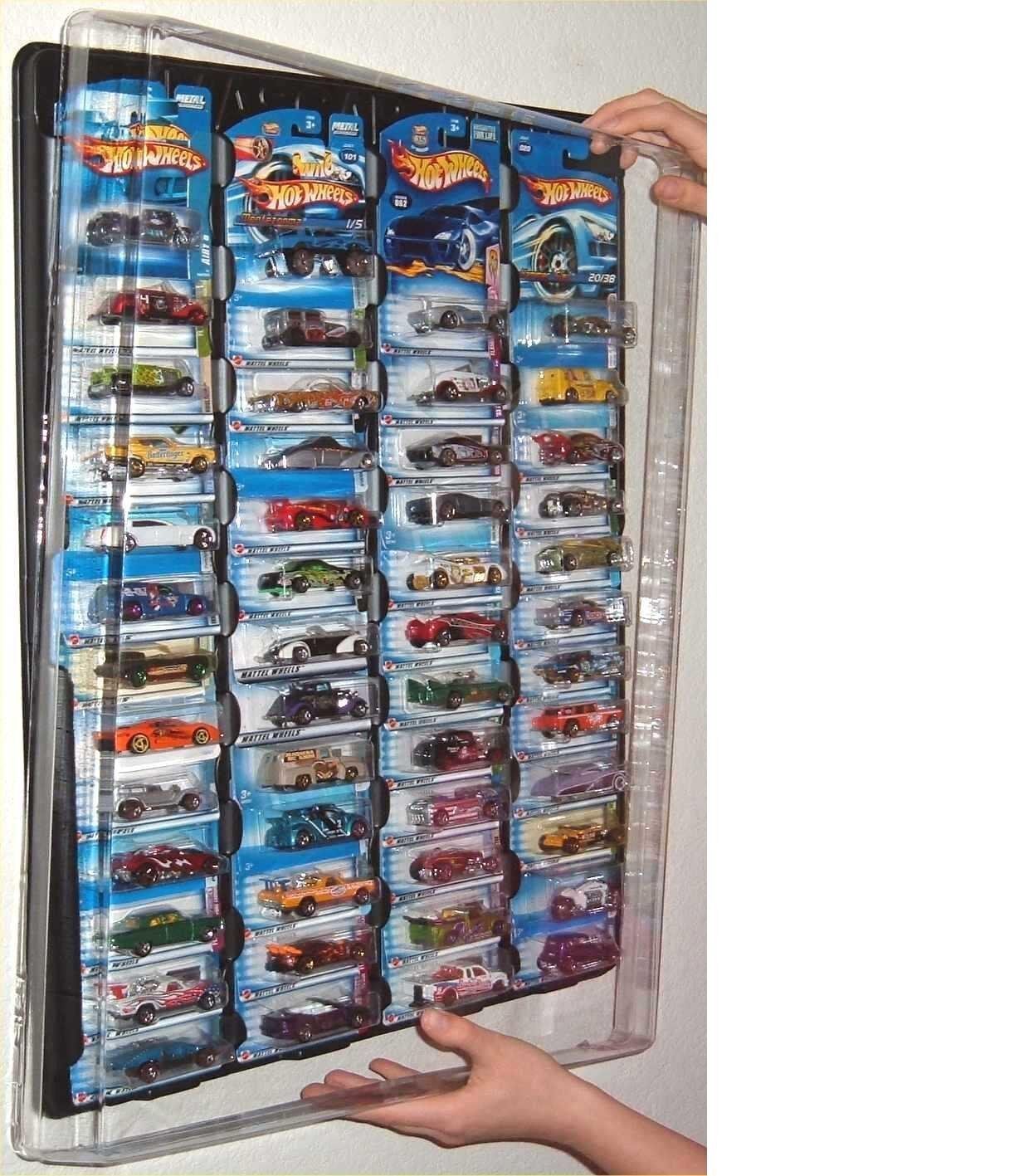 Hot wheels Display Case (black) for carded cars w Dust Cover for up to 52 cars