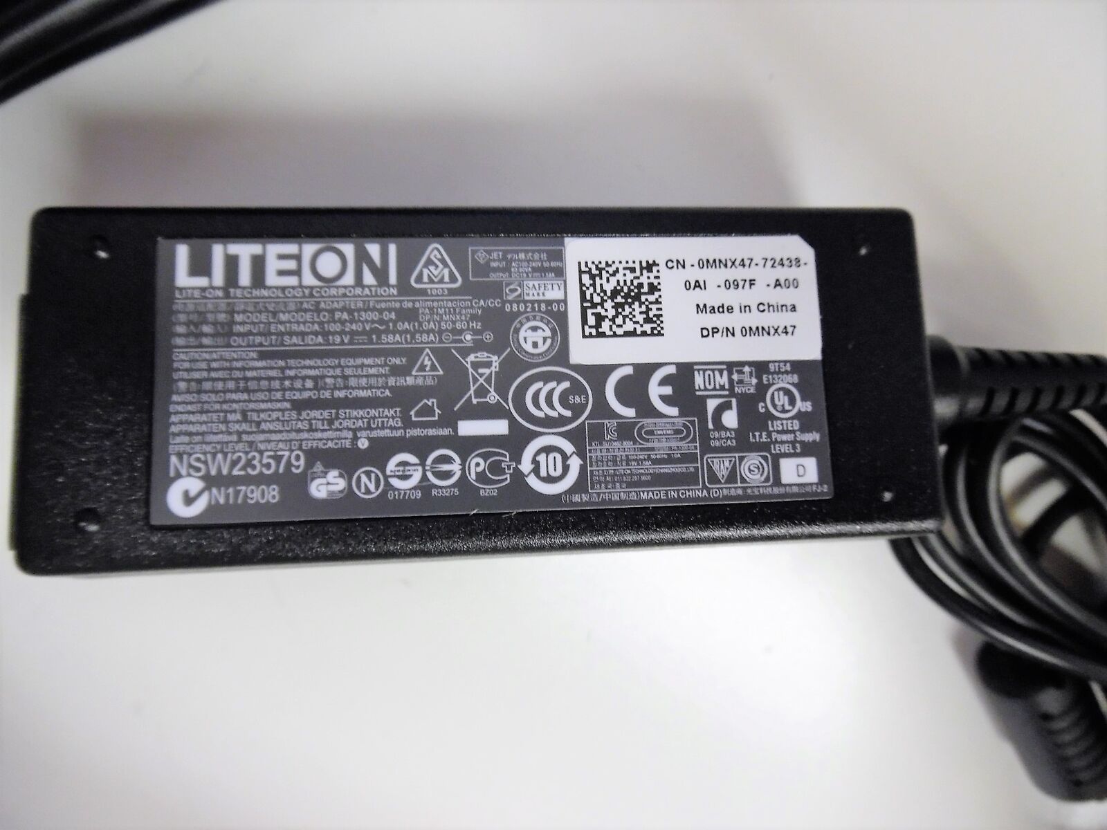 5 X Dell LiteOn Laptop AC Adapter Charger PA-1300-04 30W 19V 1.58A MNX47 ADP340