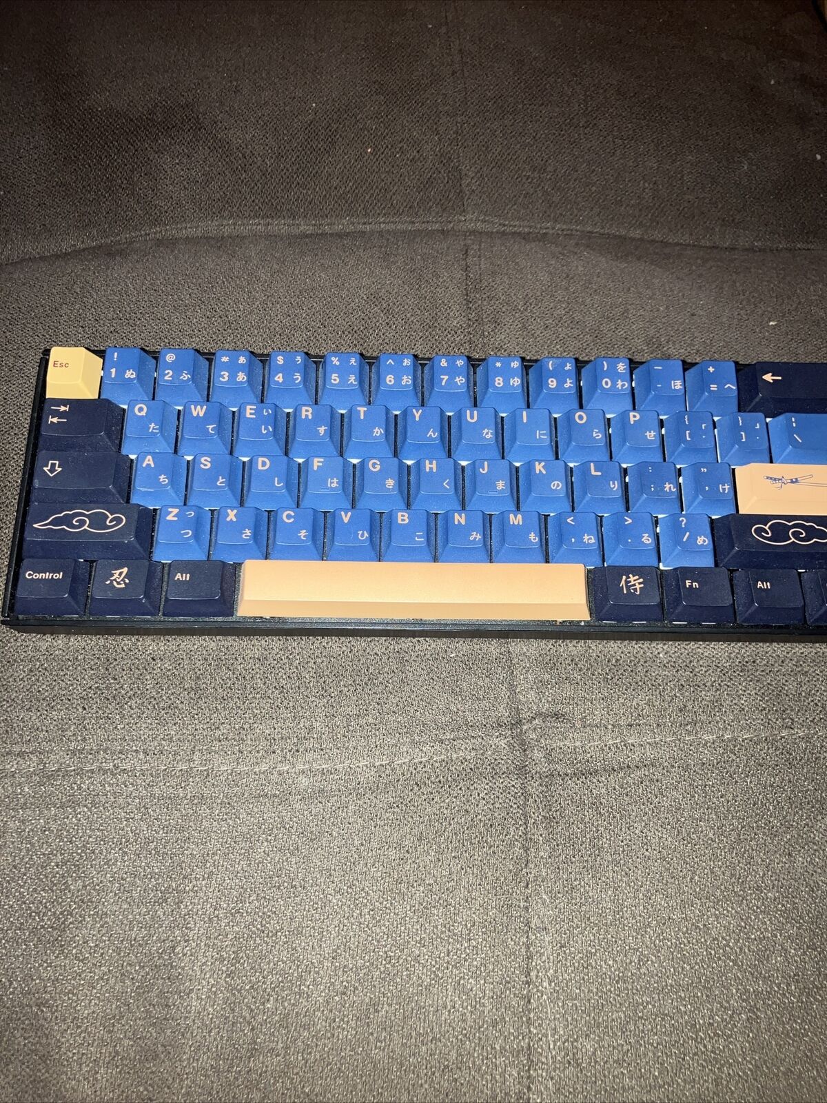 Fully Custom Made Keychron keyboard 60% Glorious Holypandas And Blue Samurai Cap