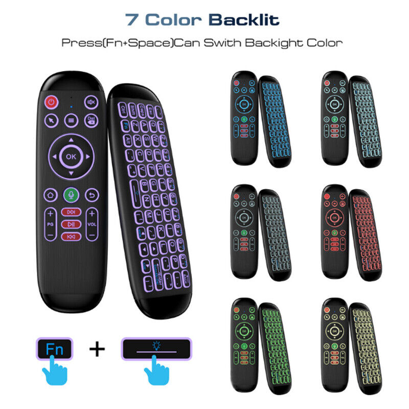 Air Fly Mouse 7-Color Backlight Keyboard Voice Remote for Streaming TV Box HDTV