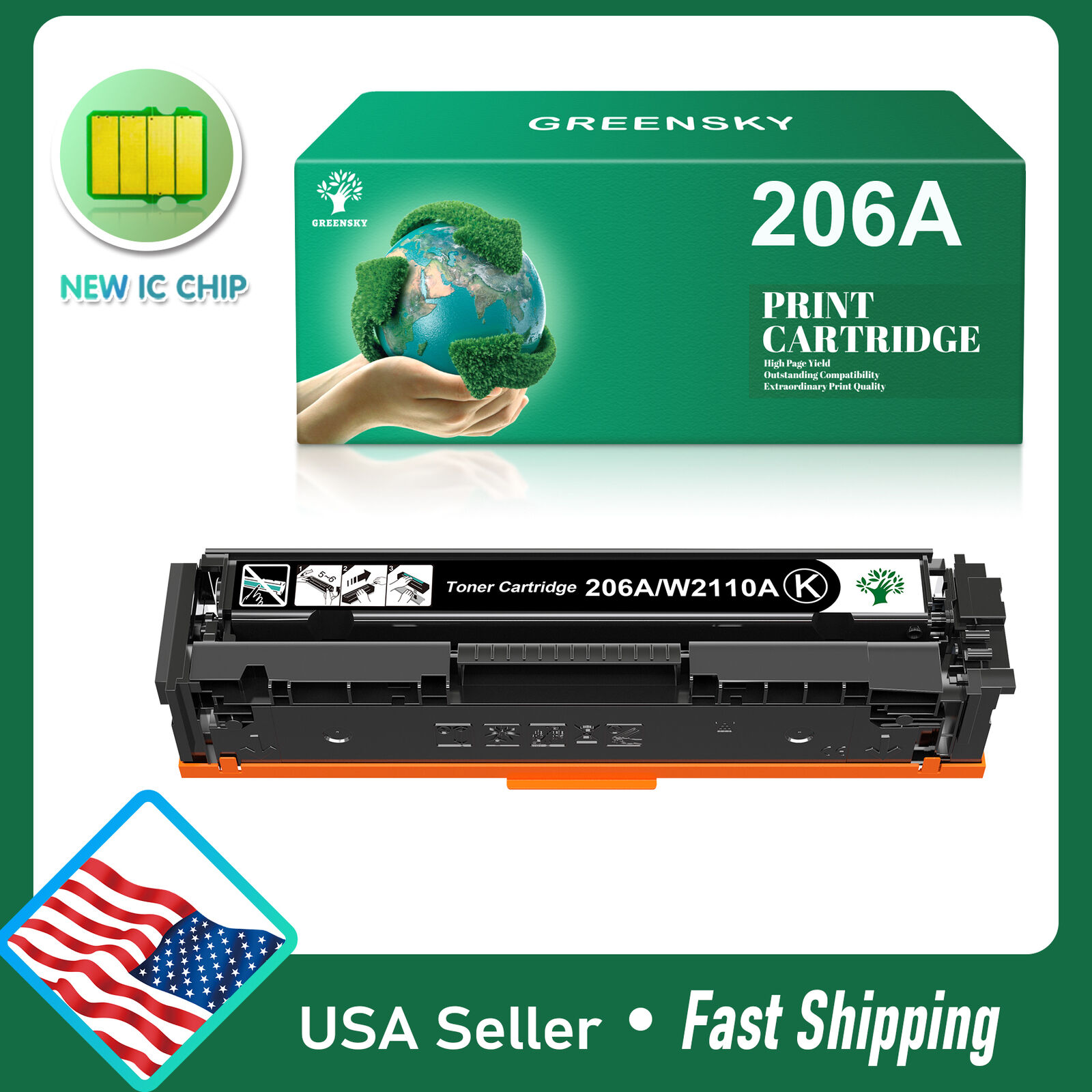 206A W2110A Toner Cartridge with Chip For HP LaserJet MFP M282nw M283fdw M283cdw