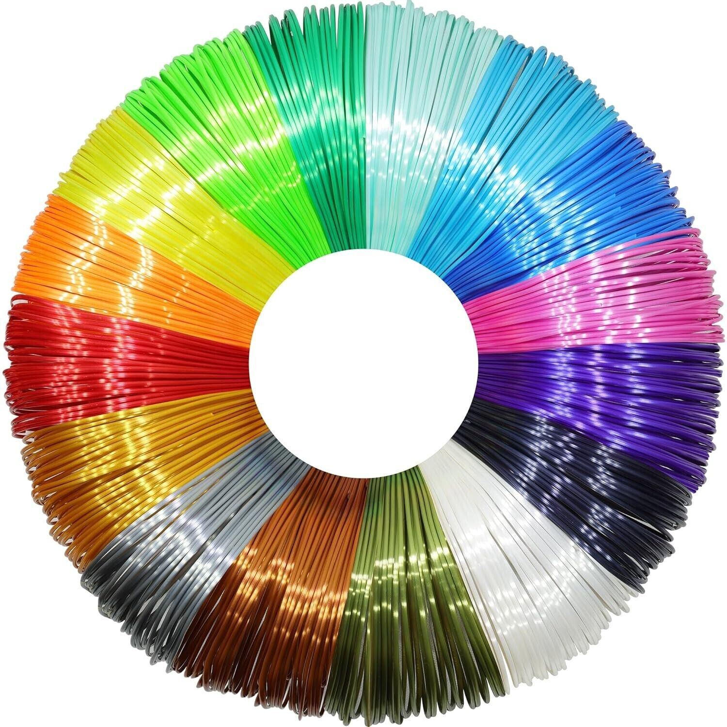 MIKA3D 16 Colors Silk Shiny PLA Filament Sample Pack, Each Color 4 Meter Length,