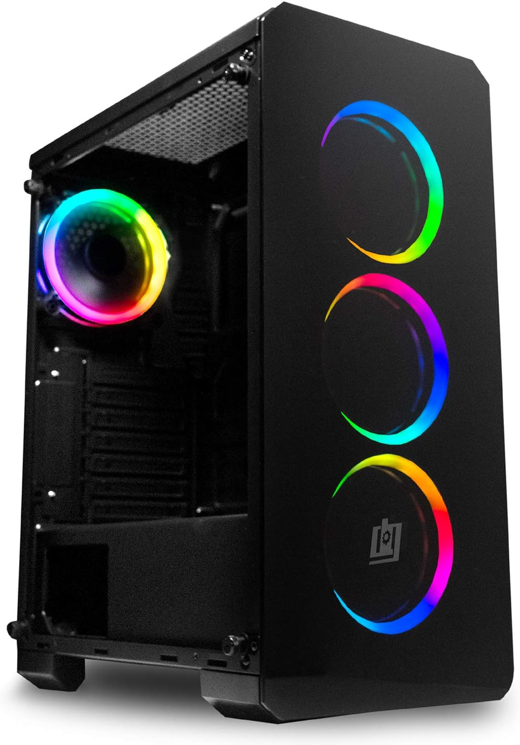 Deco Gear Mid-Tower PC Gaming Computer Case 3-Sided Tempered Glass and LED Ligh