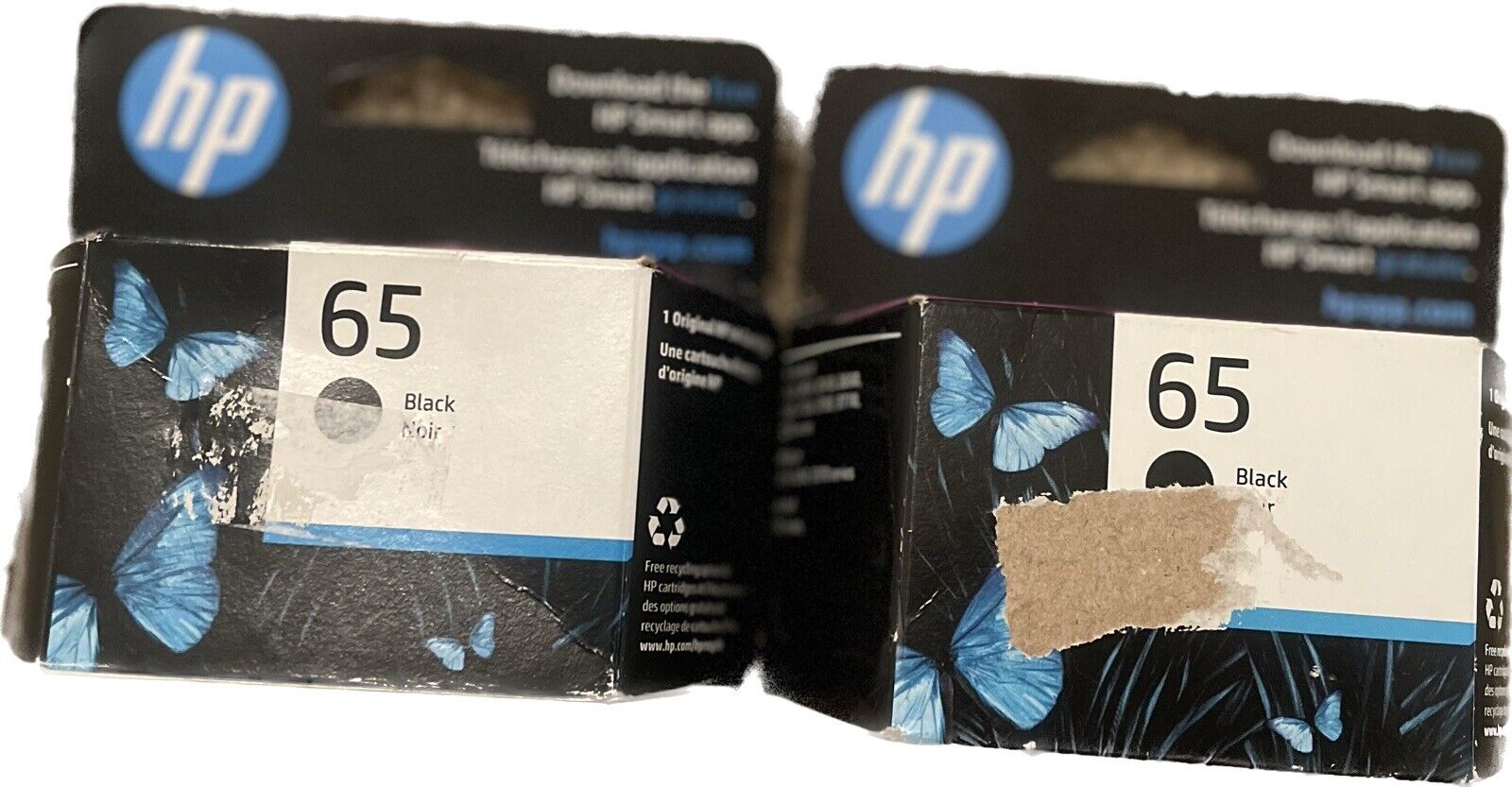 HP 65 Black Ink Cartridge GENUINE EXP 2025 BRAND NEW In Box LOT OF 2