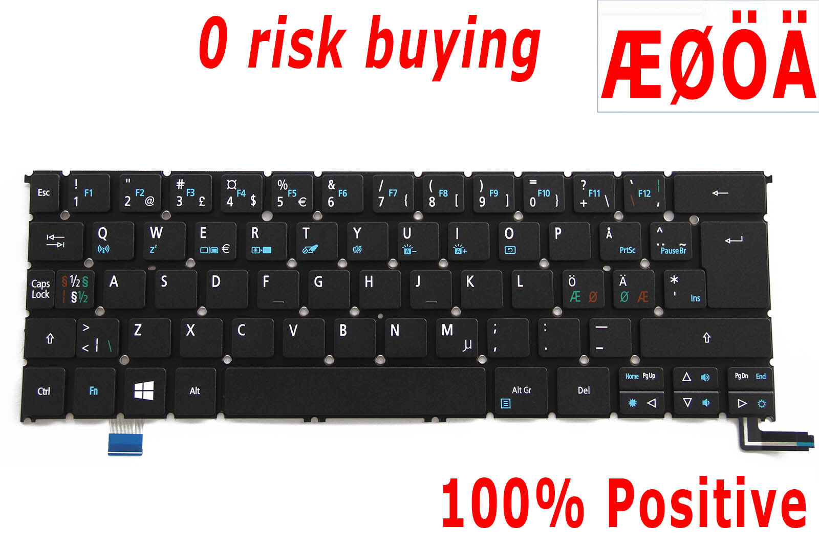 For Acer Aspire S3-392 S3-392G Keyboard Swedish Nordic Norwegian Danish Backlit