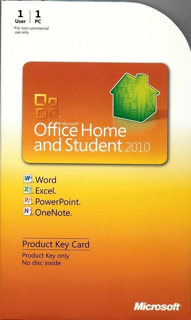 Microsoft Office 2010 Home and Student Product Key Card PKC Retail 79G-02020 NEW