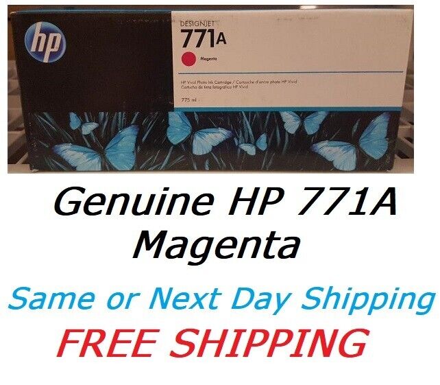New Genuine Factory Sealed HP 771A Magenta Ink Cartridge B6Y17A dated 2020