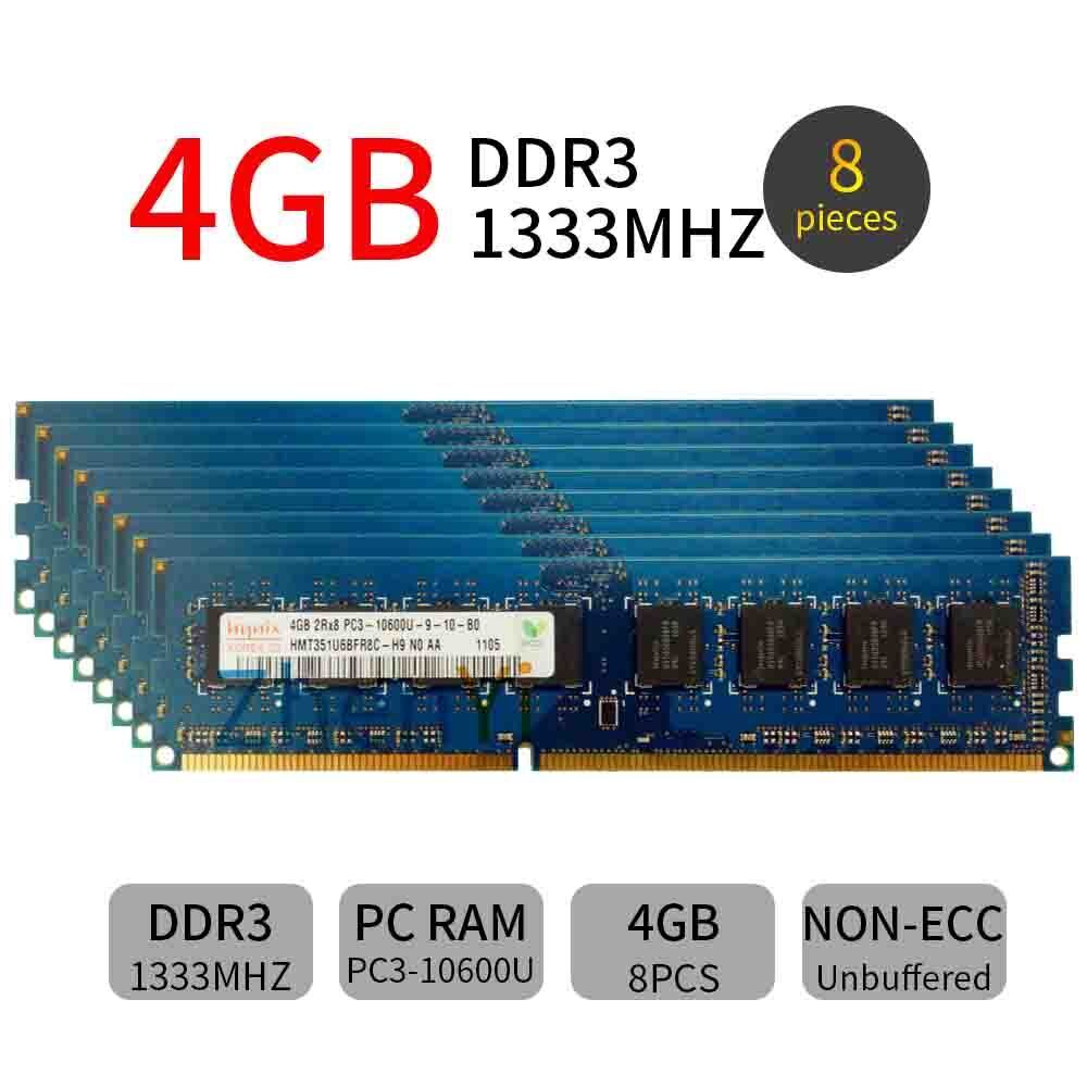 Hynix 32GB 8x 4GB PC3-10600U DDR3 1333MHz 240pin Desktop PC Memory DIMM RAM UH