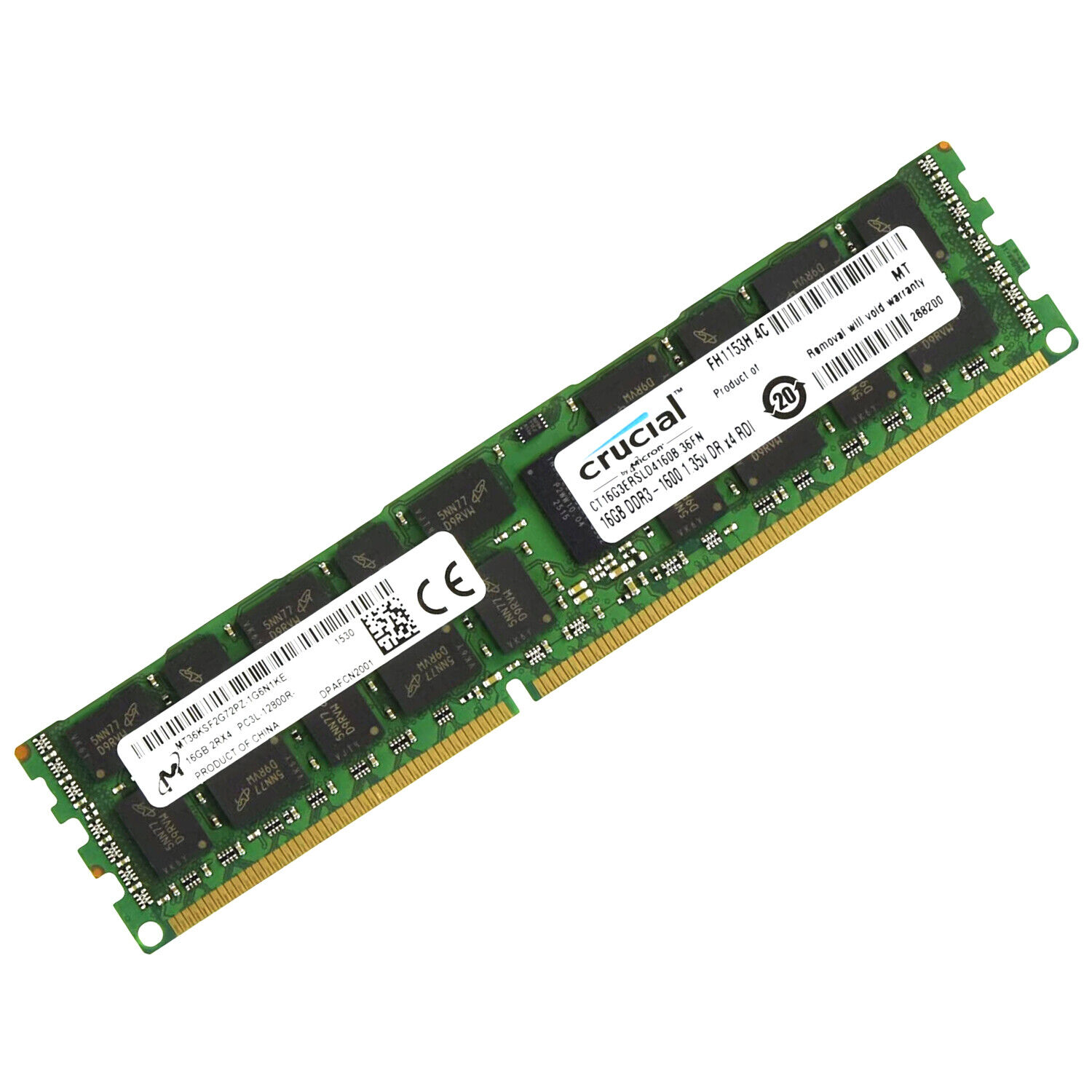 Crucial 16GB DDR3L 1600Mhz PC3L-12800 RDIMM 1.35V RAM Memory CT16G3ERSLD4160B