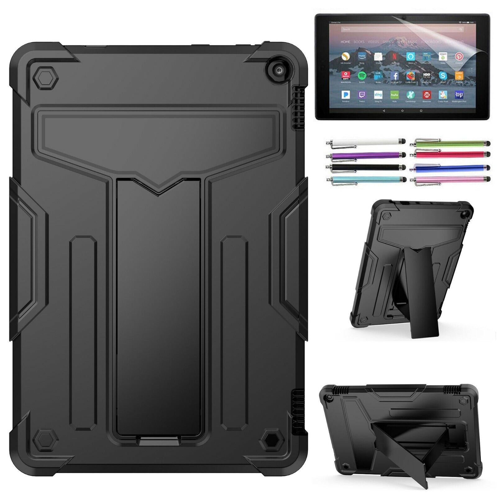 Kickstand Case For Amazon Fire HD 10 13th Generation 2023 Cover/ Glass Protector