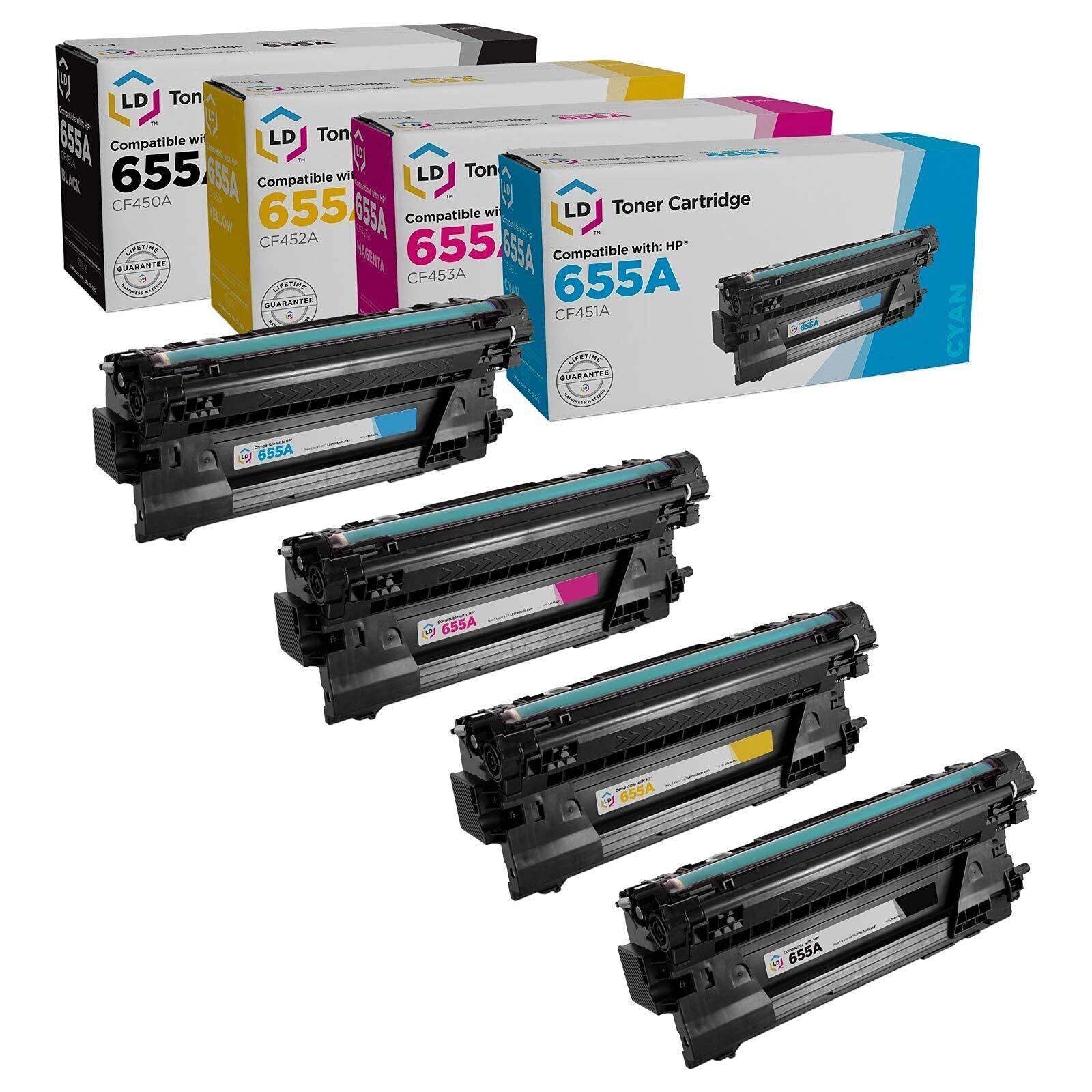 LD Comp Fits for HP 655A Set of 4 Toner Cartridges: Black, Cyan, Magenta, Yellow