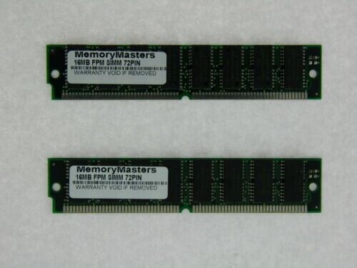 32MB (2X16MB) MEMORY 4X32 72PIN NON PARITY FPM 60NS 5V RAM SIMM