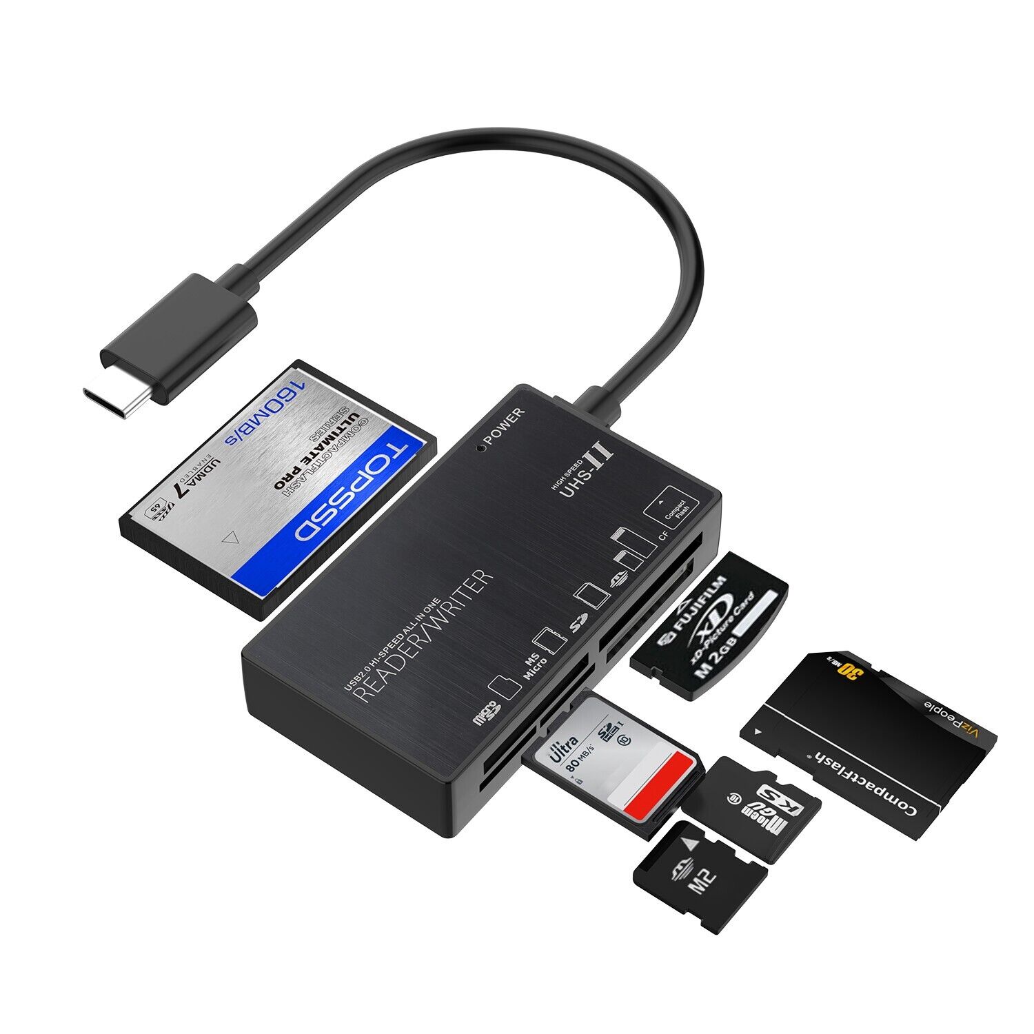 6-in-1 USB Hub 2.0 Type-C Multi Card Reader OTG Adapter For Android Smartphone