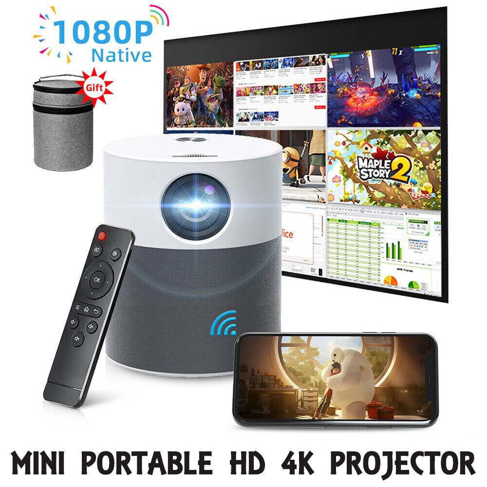 Mini Portable HD 4K 1080P Wireless WiFi Projector Stereo Bluetooth Android Video