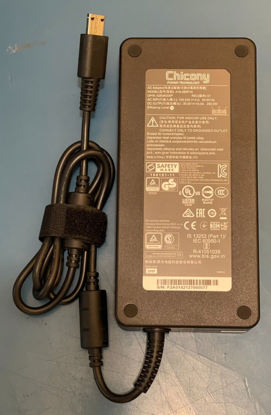 MSI GP66 GP76 Leopard WE76 WE76-11UX 280W AC Adapter USB TIP Chicony A18-280P1A