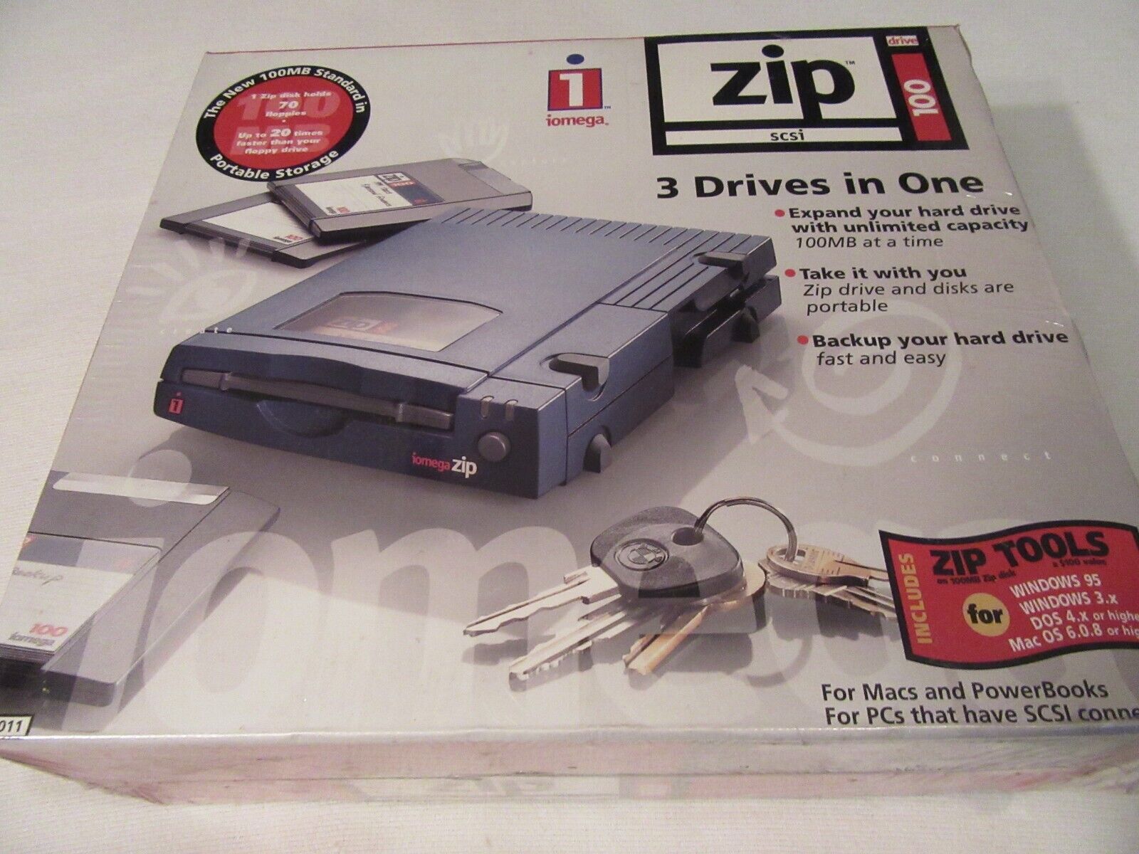 iomega Zip 100 SCSI External Drive 100MB Portable Model 10011 NEW Sealed Box