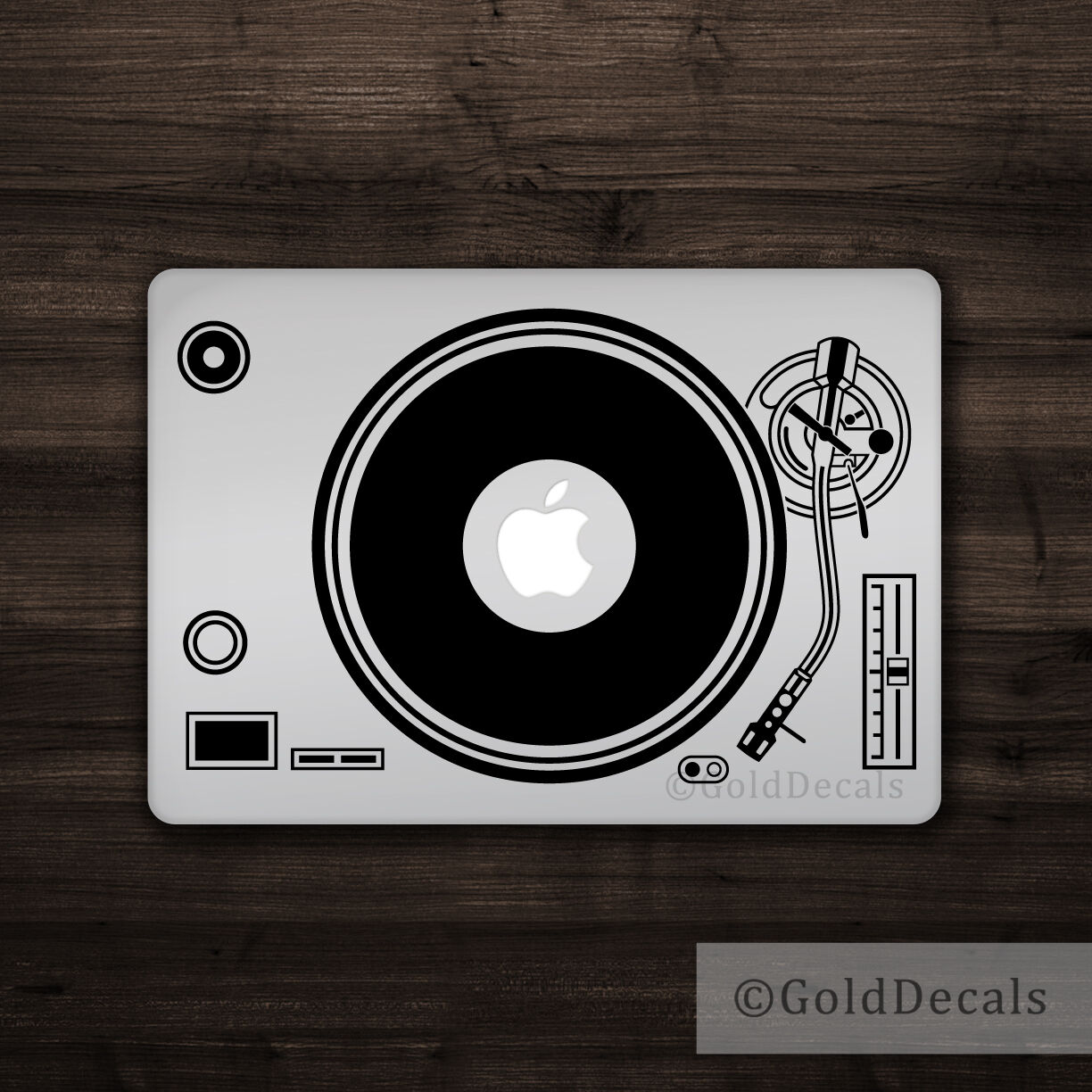 DJ Turntable - Mac Apple Logo Laptop Vinyl Decal Sticker Macbook Music Record