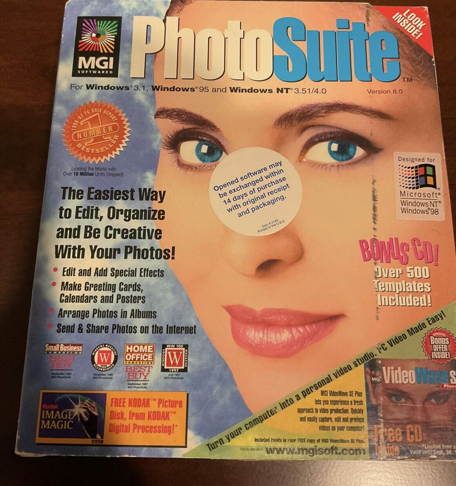 Vintage MGI PhotoSuite Software Version 8.0 for Windows 3.1, 95,NT-3.51/4.0, 98