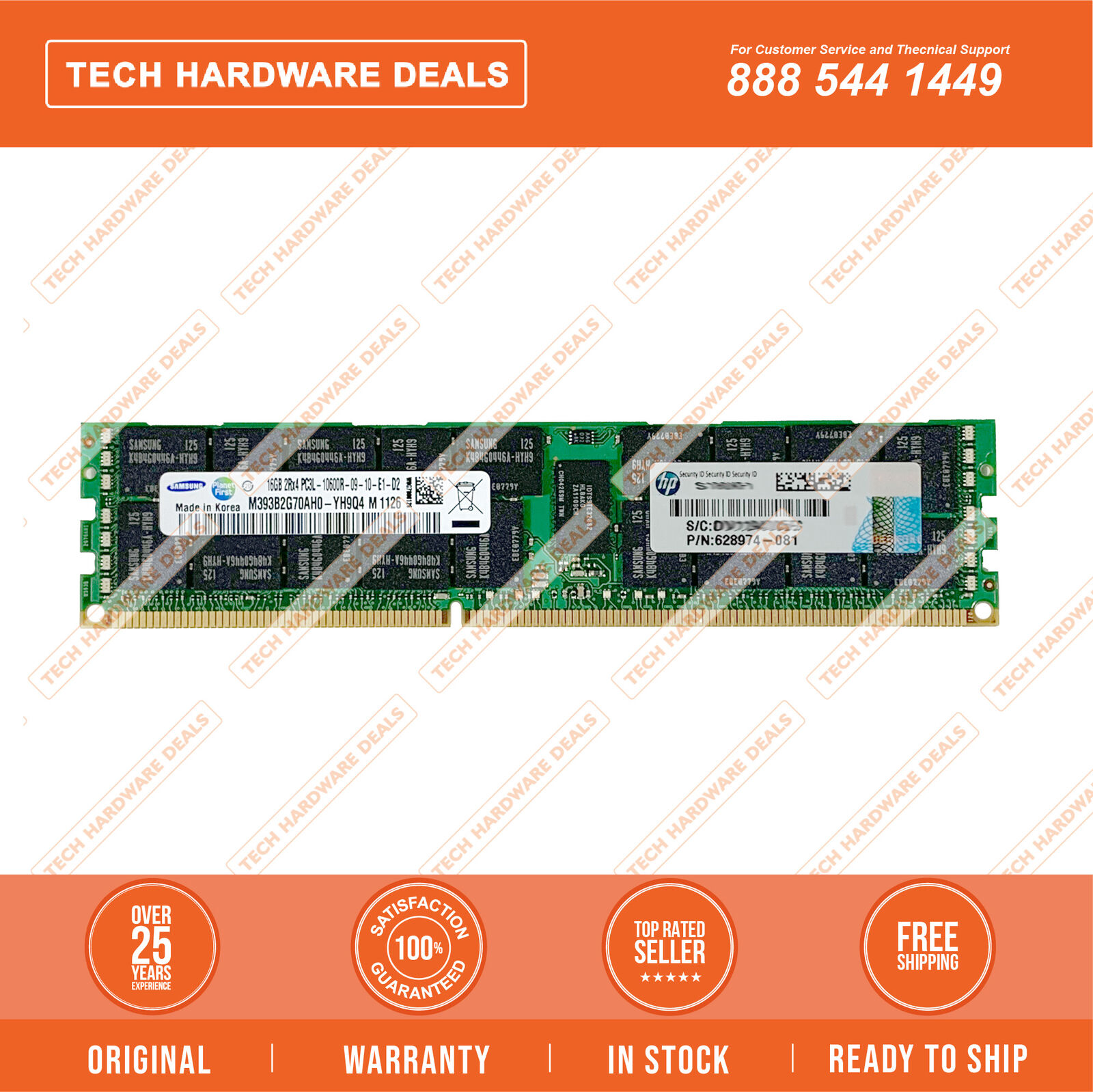 628974-081    HPE 16GB (1x16GB) Dual Rank x4 PC3L-10600 (DDR3-1333) Registered C