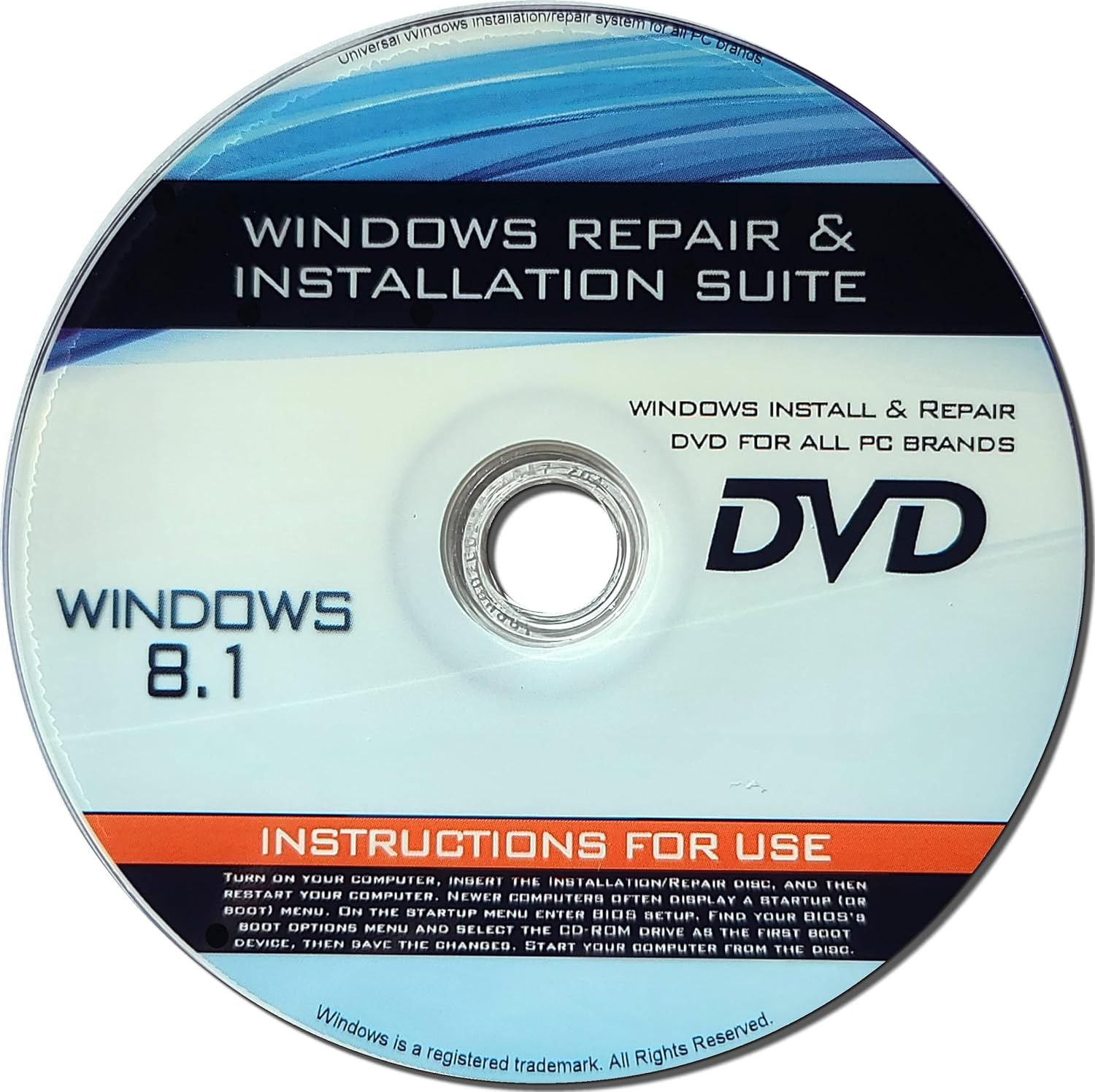 Recovery, Repair & Re-Install Disc Compatible with Win 8.1 32/64 Bit