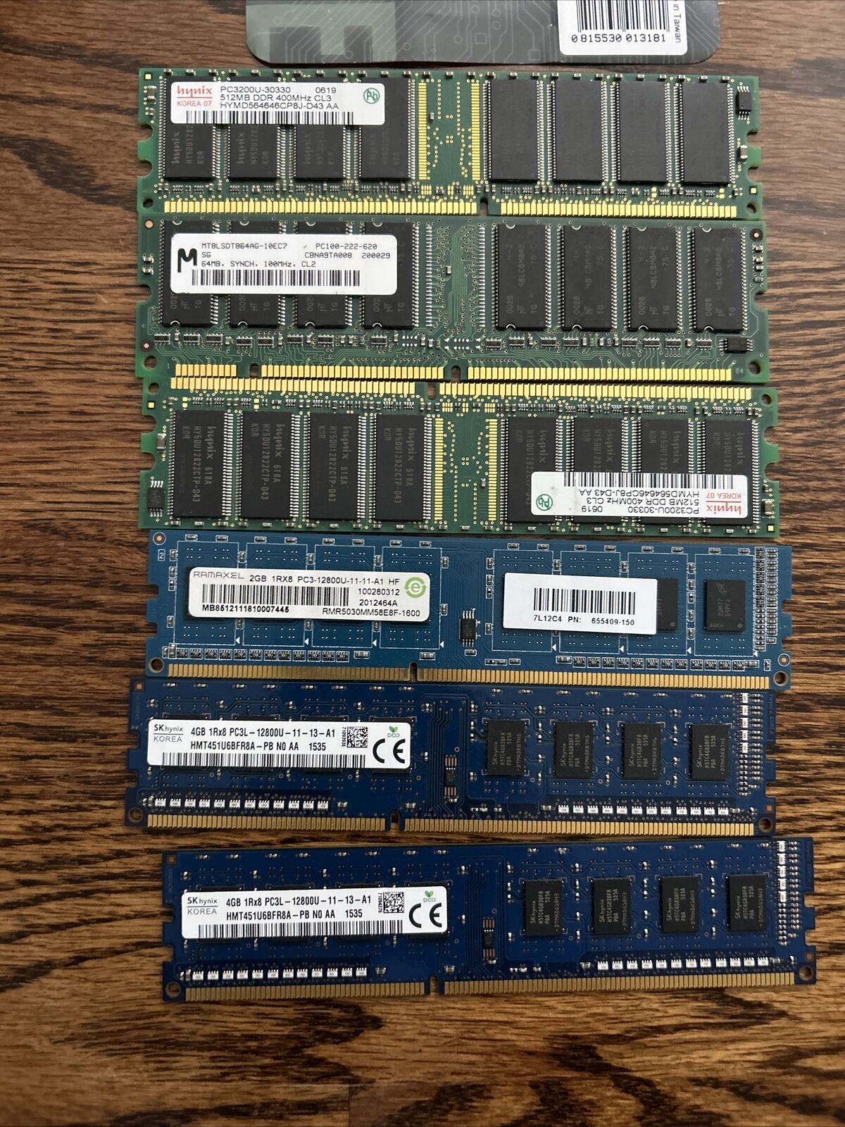 SK Hynix Memory-2-4GB, 1-2GB, 2-512-MB, And 1-64MB