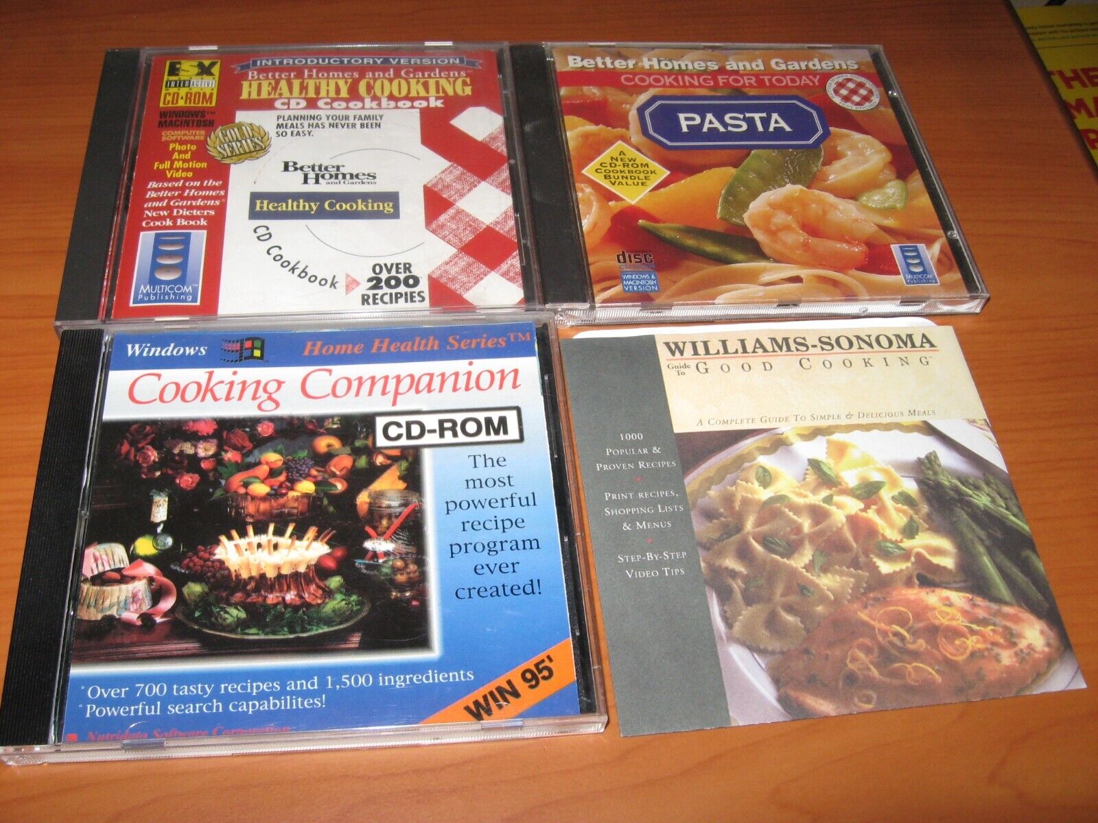 Lot of 4 Cooking Recipes CD\'s * Better Homes & Gardens Williams Sonoma Healthy