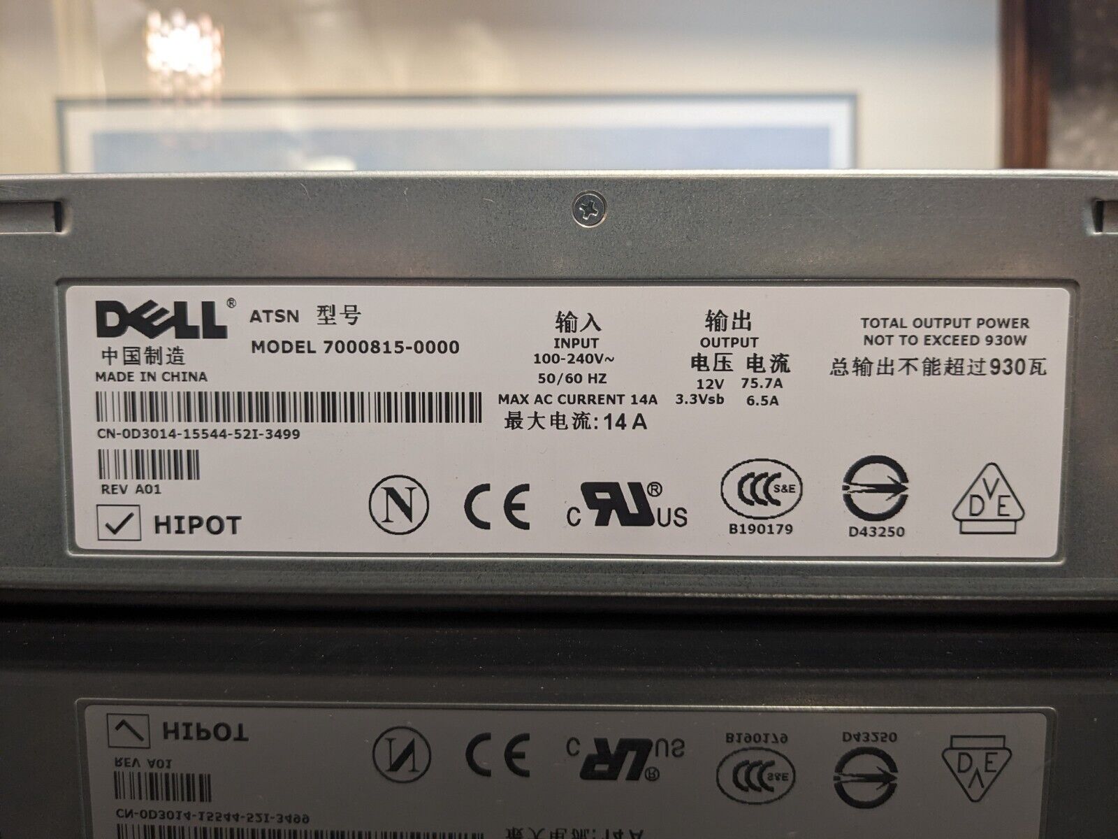 Dell PowerEdge 2800 Server 7000815-0000 930W Power Supplys OD3014