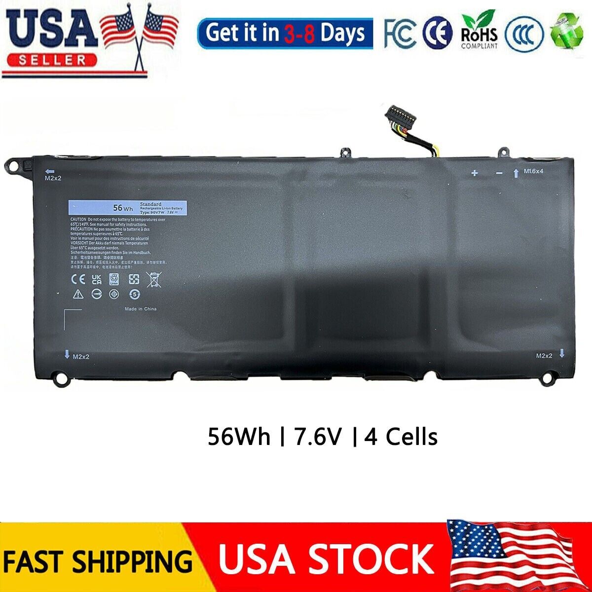✅56WH 90V7W Battery For Dell XPS 13 9350 XPS 13 9343 series JD25G 0DRRP 9OV7W