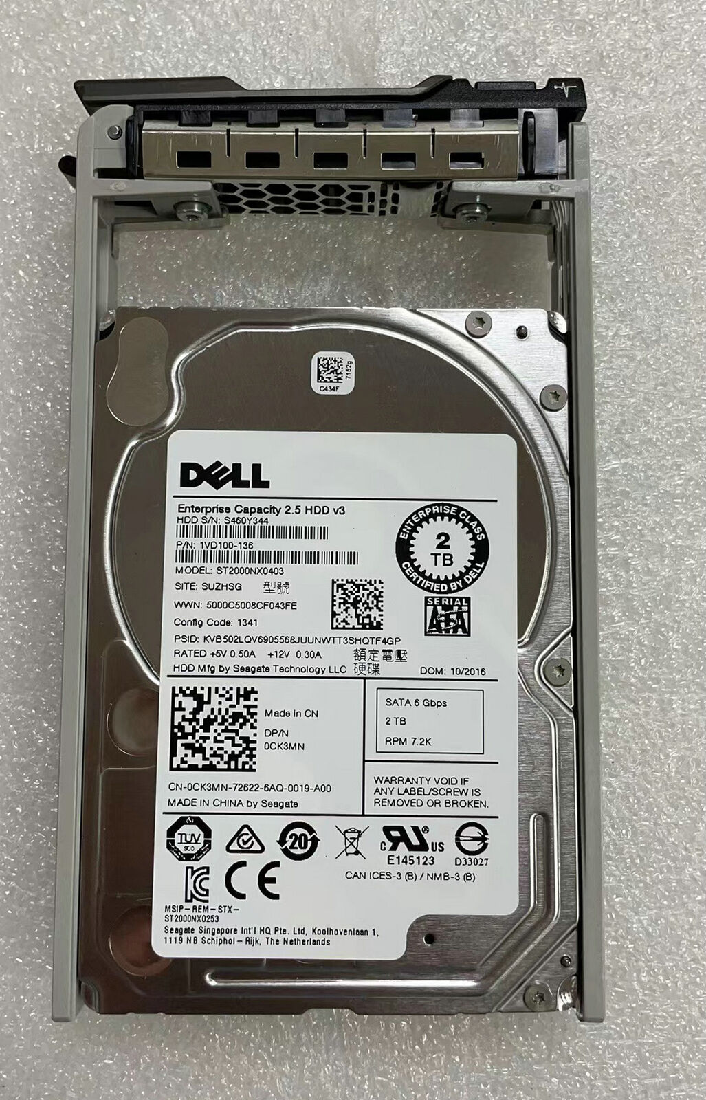 Dell ST2000NX0403 2T SATA 2.5 inch 7.2K 0CK3MN CK3MN server hard drive