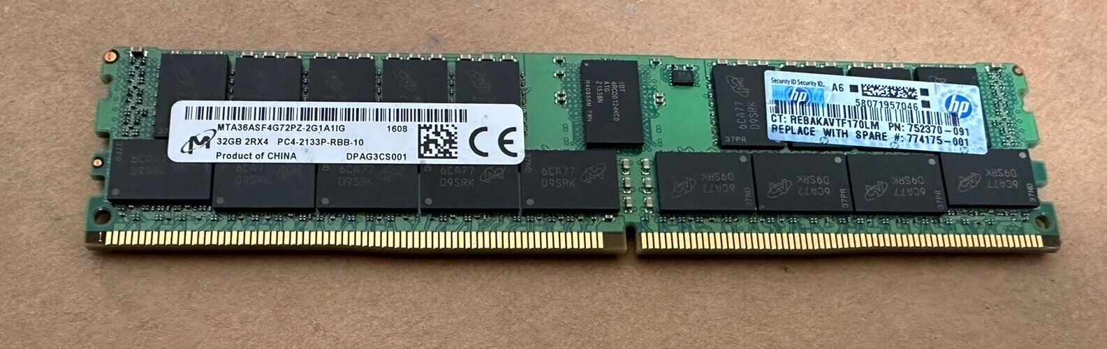 Lot Of 10 Micron 32gb 2Rx4 DDR4-2133 PC4-17000R REG ECC Server Memory