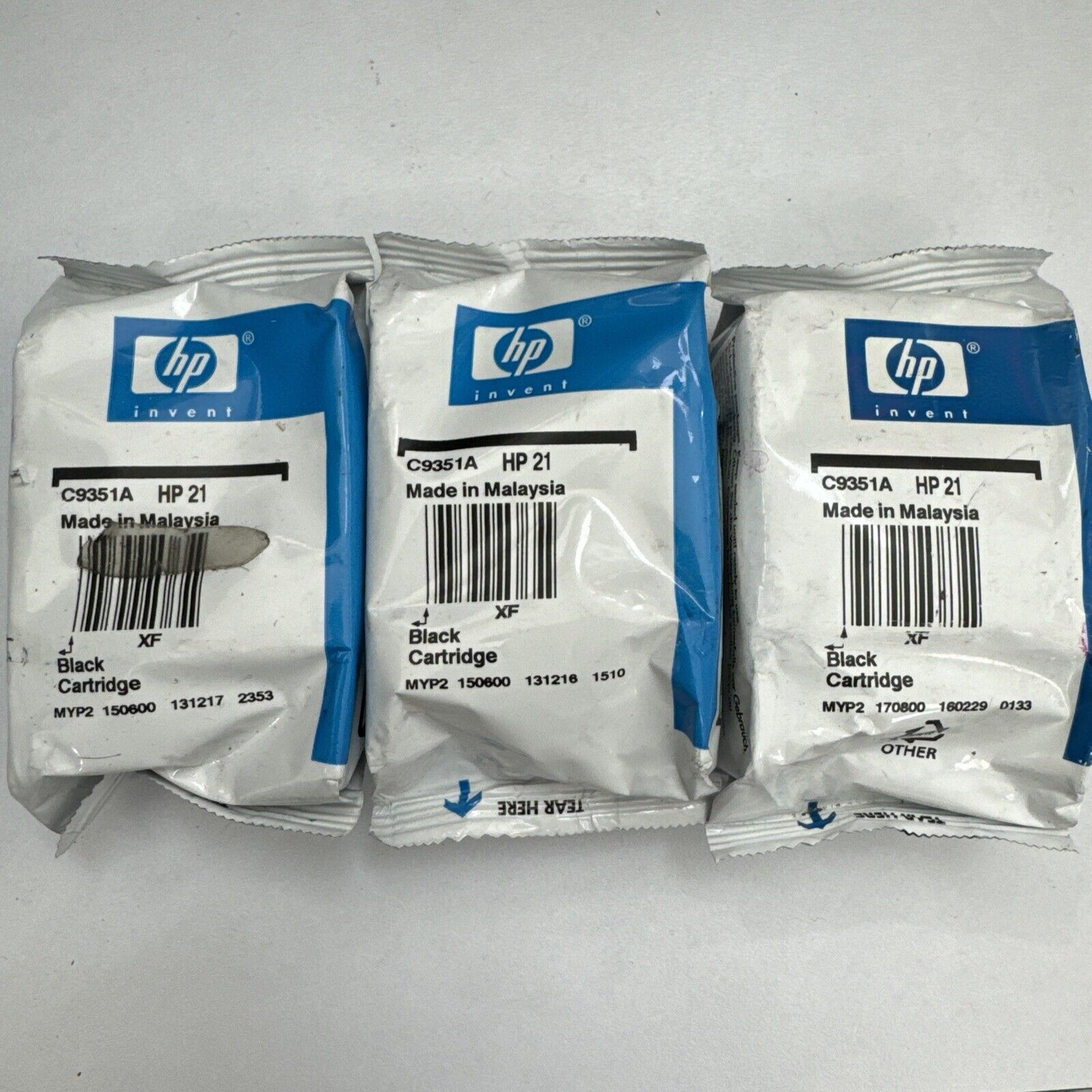 x3 New oem HP 21 Lot Combo Pack Ink Oem Sealed Bag Color Black C9351A EXP 15 17