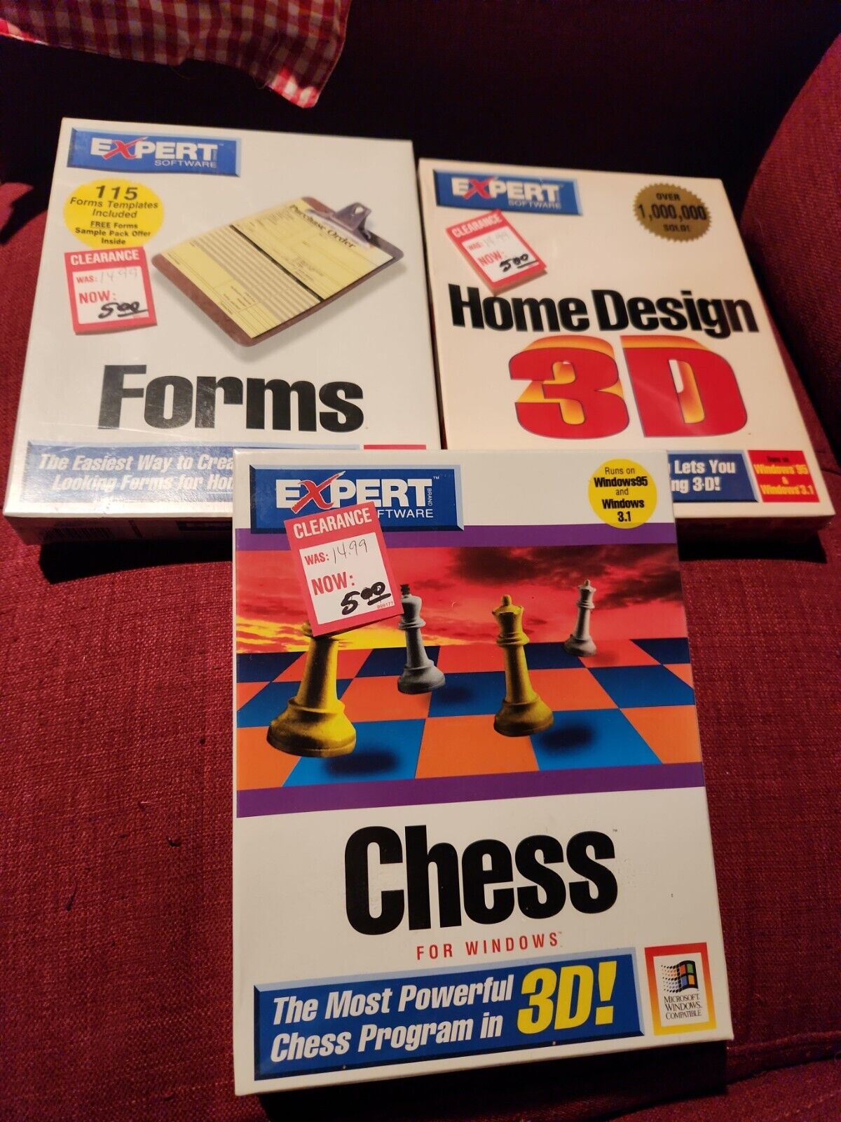 Vintage Expert Software Pc Big Box Lot Forms Home Design 3d Chess Game New Rare