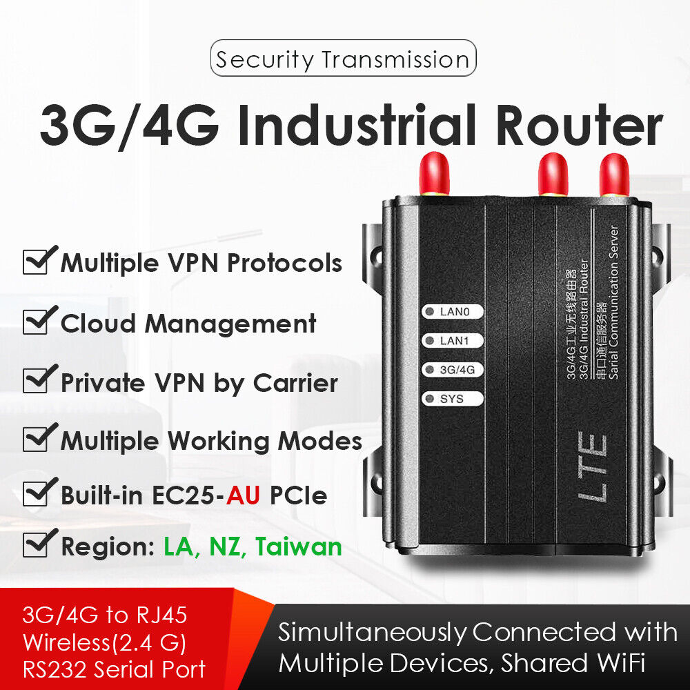 4G LTE Industrial Wireless Router W/SIM Card Slot Cat 4 EC25-AU Mini PCIe 2.4GHz