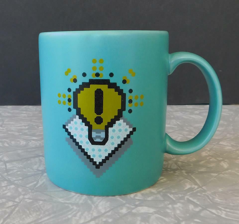 Vintage Microsoft Pixel Art Idea Light Bulb Icon Logo Coffee Mug Computer teal