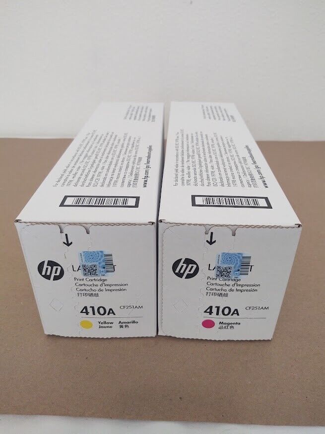 Genuine HP 410A 2-Pack M/Y CF412A CF413A Color Toner Cartridges CF251AM - SEALED