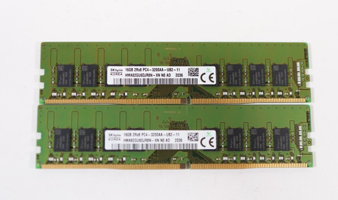 Lot 2x 16GB (32GB) SK Hynix HMA82GU6DJR8N-XN PC4-25600 DIMM Desktop RAM