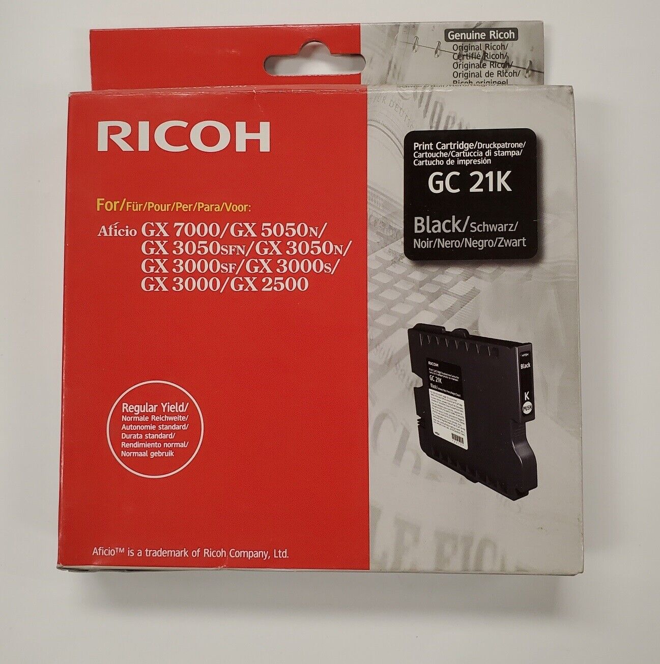 Genuine Ricoh GC 21K Black Print Cartridge NIB  REGULAR YIELD  GC21K