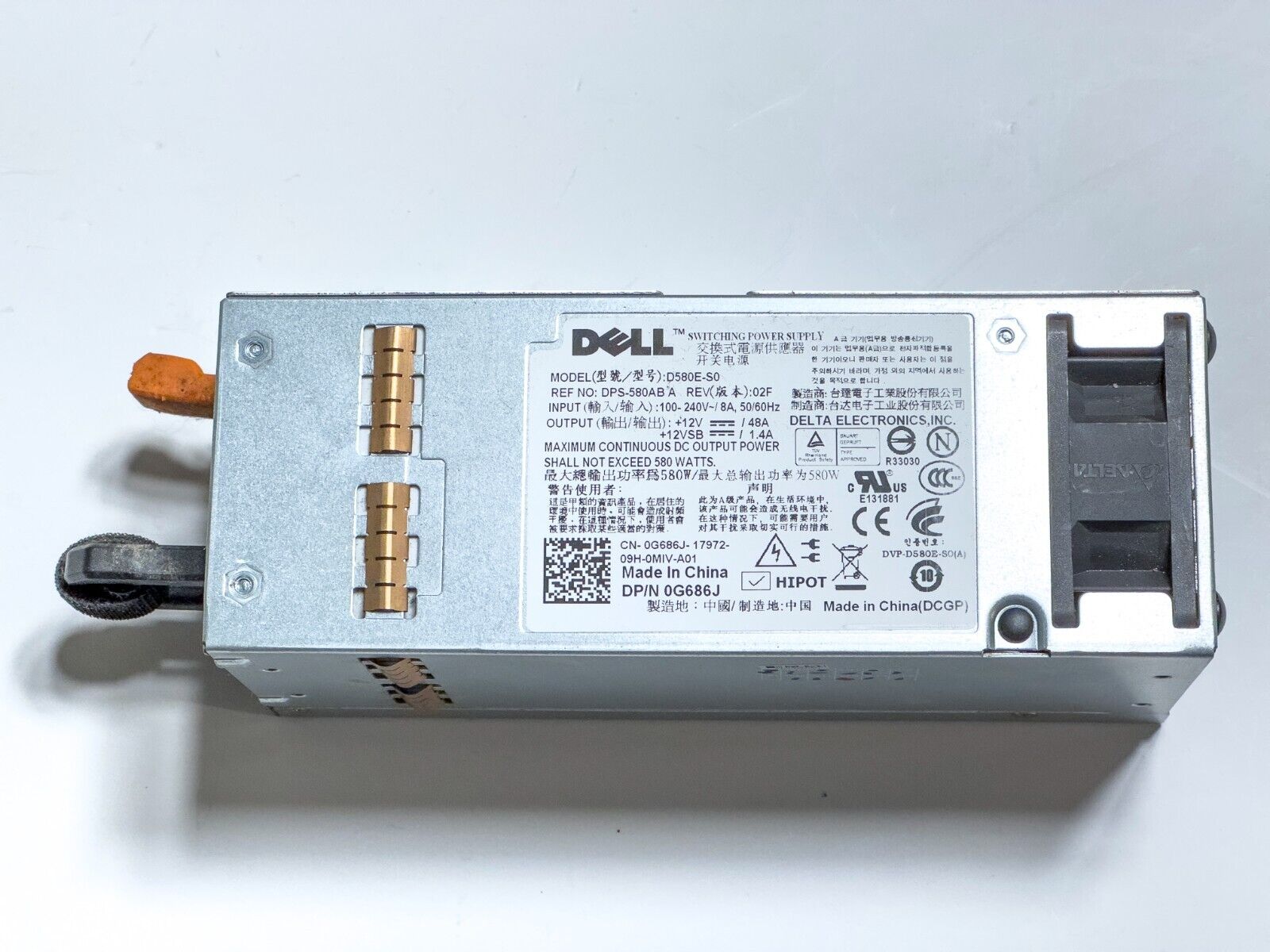 Dell D580E-S0 580W Power Supply For Poweredge T410 Server P/N: 0G686J Tested