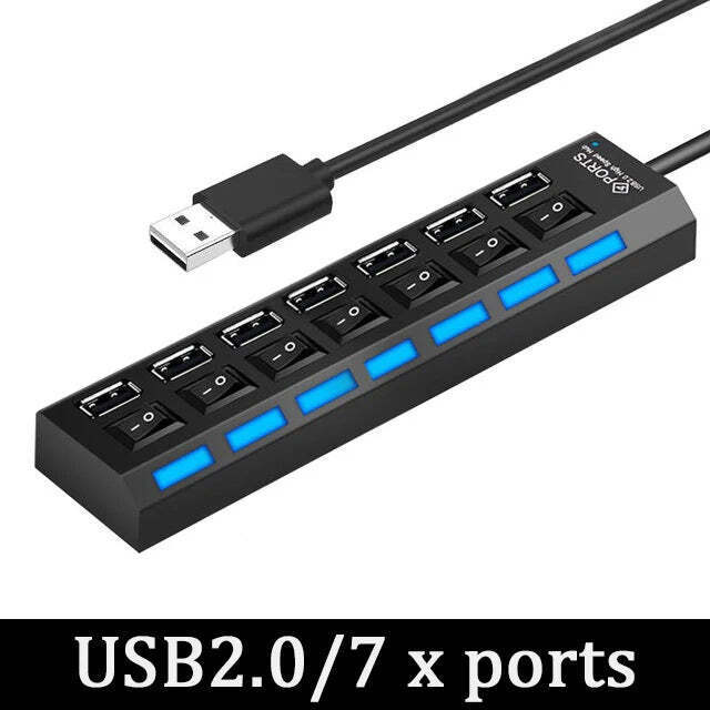USB 3.0 Power Adapter 4/7 Port Multi USB Splitter Hub USB Hub 2.0 USB